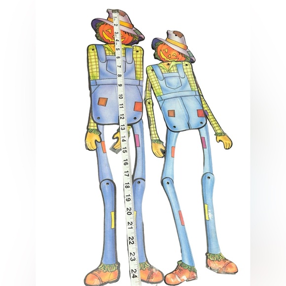 Vintage Halloween Pumpkin Jack O Lantern Scarecrow Jointed Die Cuts 22”-24” Lot - Picture 11 of 11